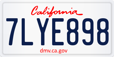 CA license plate 7LYE898