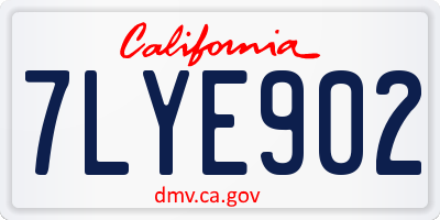 CA license plate 7LYE902