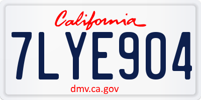 CA license plate 7LYE904