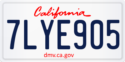 CA license plate 7LYE905