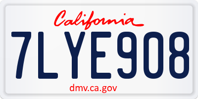 CA license plate 7LYE908