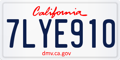 CA license plate 7LYE910