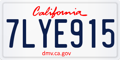 CA license plate 7LYE915