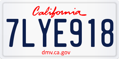 CA license plate 7LYE918