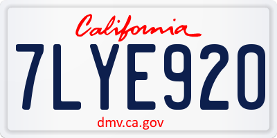 CA license plate 7LYE920