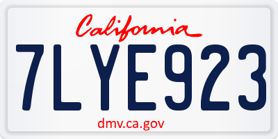 CA license plate 7LYE923