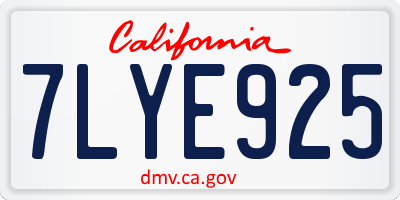 CA license plate 7LYE925