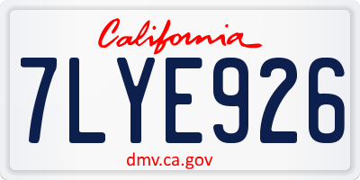 CA license plate 7LYE926