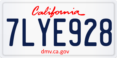 CA license plate 7LYE928