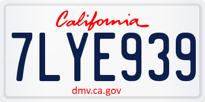 CA license plate 7LYE939