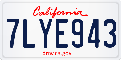 CA license plate 7LYE943