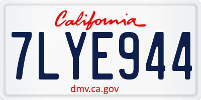 CA license plate 7LYE944
