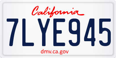 CA license plate 7LYE945
