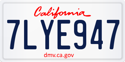 CA license plate 7LYE947