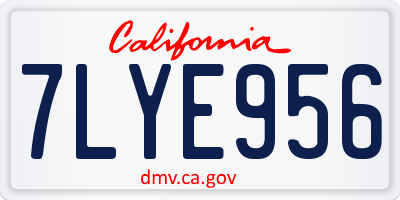 CA license plate 7LYE956