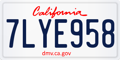 CA license plate 7LYE958