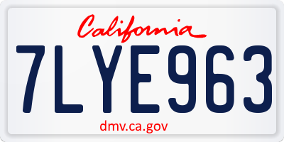 CA license plate 7LYE963