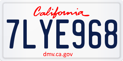 CA license plate 7LYE968
