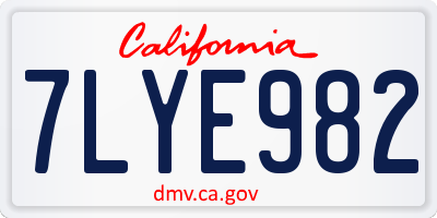 CA license plate 7LYE982
