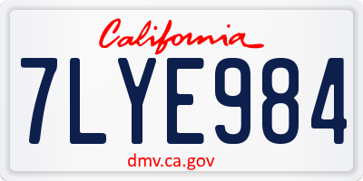 CA license plate 7LYE984