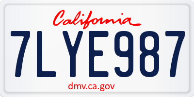 CA license plate 7LYE987