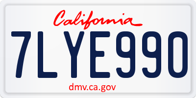 CA license plate 7LYE990