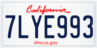 CA license plate 7LYE993