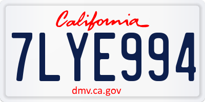 CA license plate 7LYE994