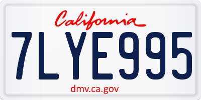CA license plate 7LYE995