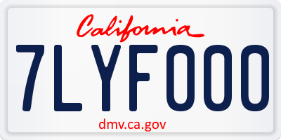 CA license plate 7LYF000