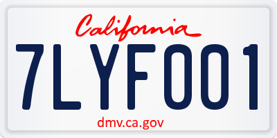 CA license plate 7LYF001