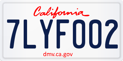 CA license plate 7LYF002