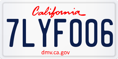 CA license plate 7LYF006