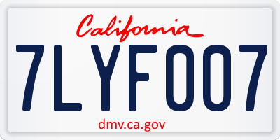 CA license plate 7LYF007