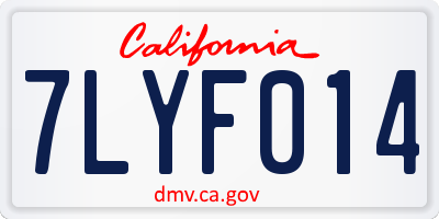 CA license plate 7LYF014