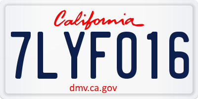 CA license plate 7LYF016