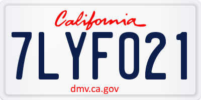 CA license plate 7LYF021