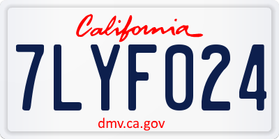 CA license plate 7LYF024