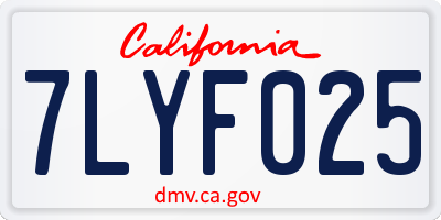 CA license plate 7LYF025