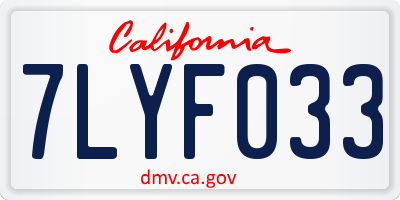 CA license plate 7LYF033