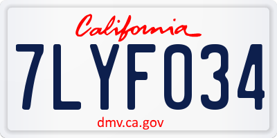 CA license plate 7LYF034