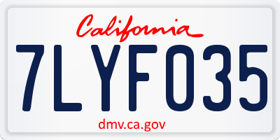 CA license plate 7LYF035