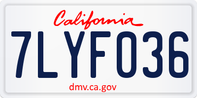 CA license plate 7LYF036