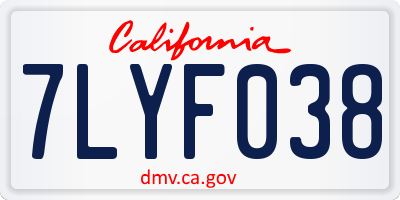 CA license plate 7LYF038