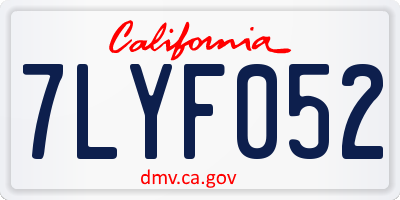 CA license plate 7LYF052
