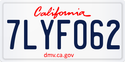 CA license plate 7LYF062