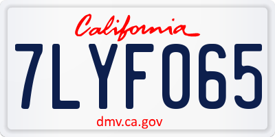 CA license plate 7LYF065