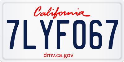 CA license plate 7LYF067