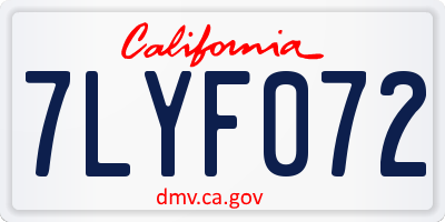 CA license plate 7LYF072