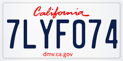 CA license plate 7LYF074